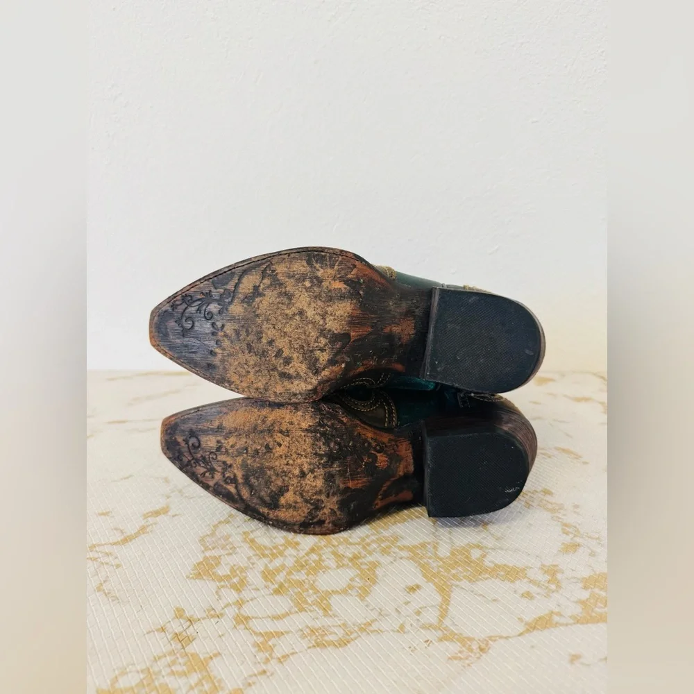 COBARCA Women’s Turquoise & Brown Leather Brass Studded Boots MX 23 - Picture 8 of 10